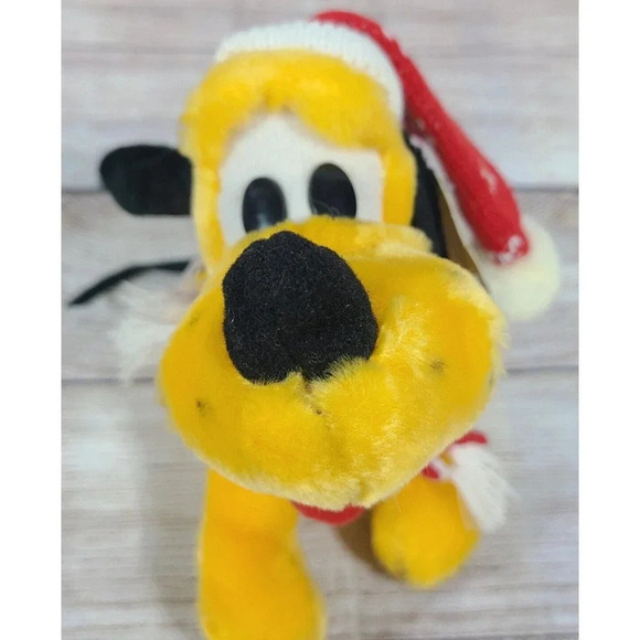 Vintage Disney Parks Plush Disney Channel Christmas Pluto Stuffed Animal Dog 9" - Picture 2 of 6